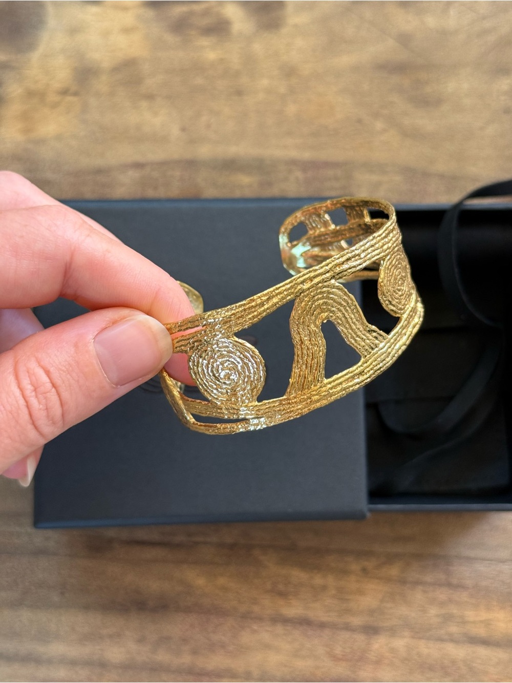 COG Nocturne Gold Textured Openwork Cuff Bracelet - Picture 5 of 5